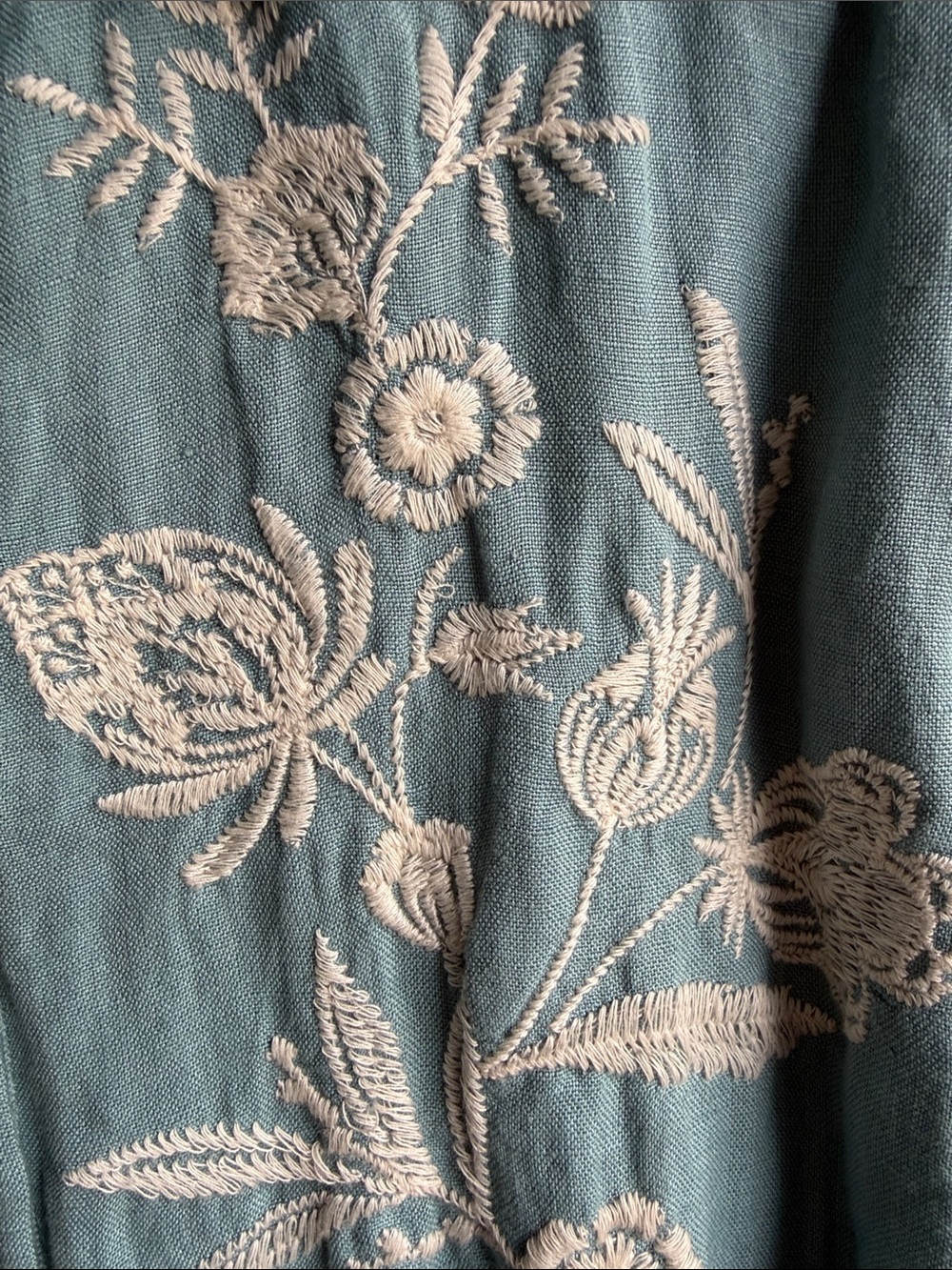 Crown & Ivy Embroidered Teal Button-Front Shirt Dress with Belt Size XL - Picture 6 of 14
